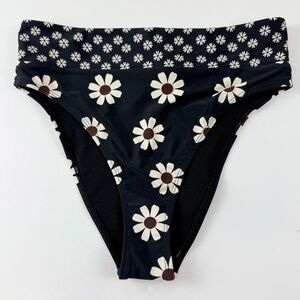 Salt + Cove Bikini Bottom Juniors Size Large Black Daisy Floral Swim NWT